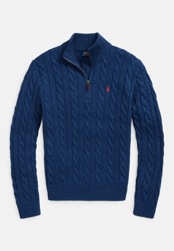 Polo Cable-Knit Quarter-Zip Sweater – Royal Blue