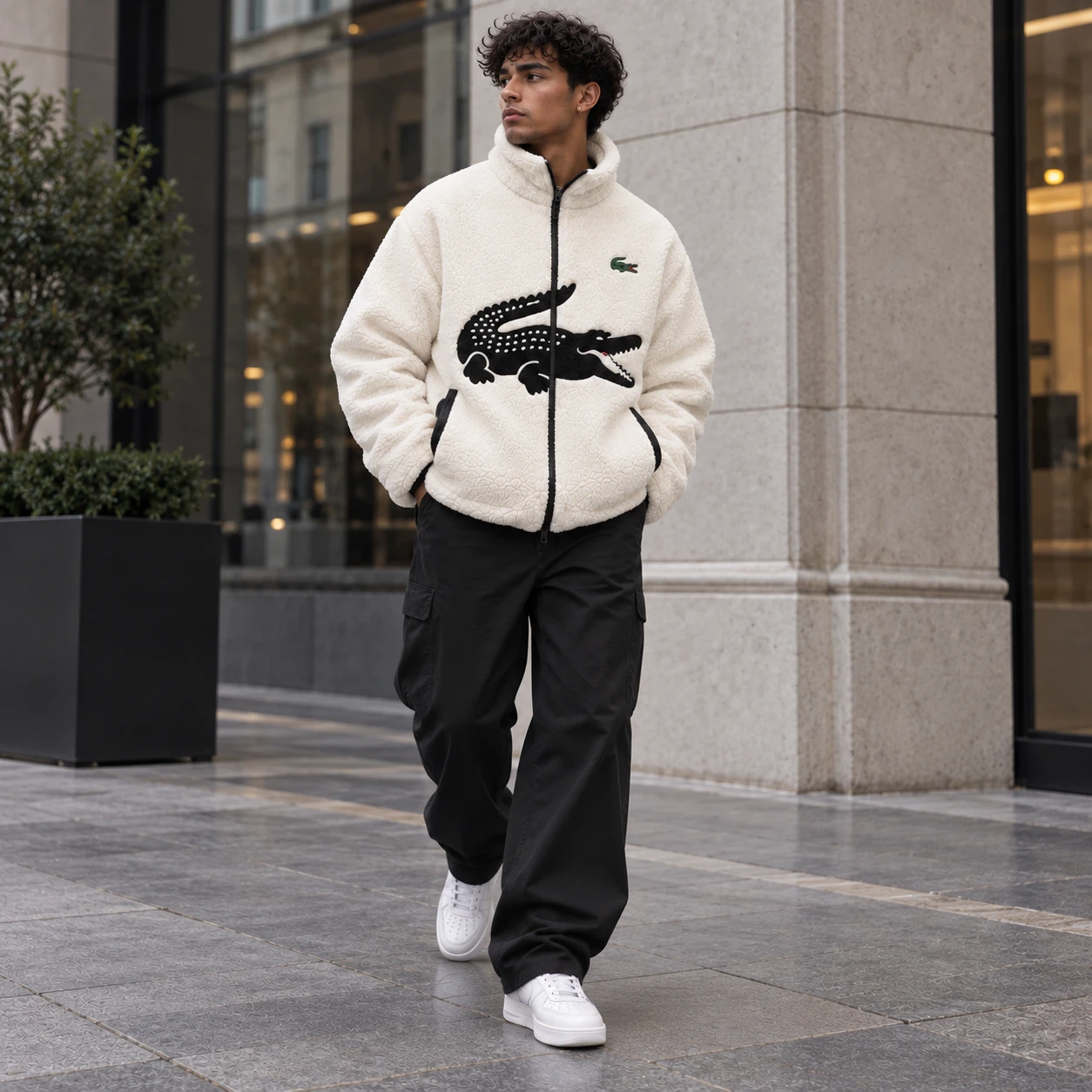 Reversible Crocodile Sherpa Puffer Jacket