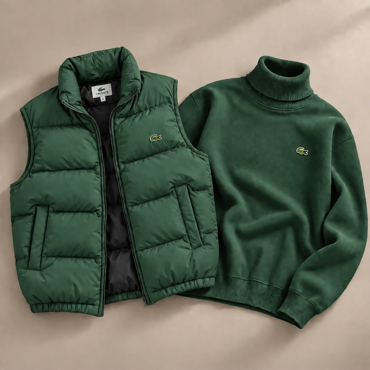 Heritage Winter Duo – Puffer Vest & Turtleneck Set – Forest Green