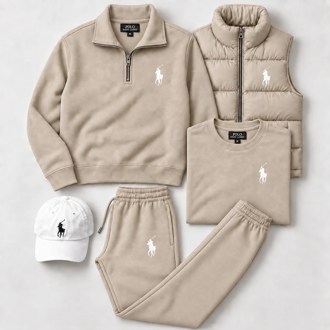 Polo Heritage 5-Piece Tracksuit Set – Sand