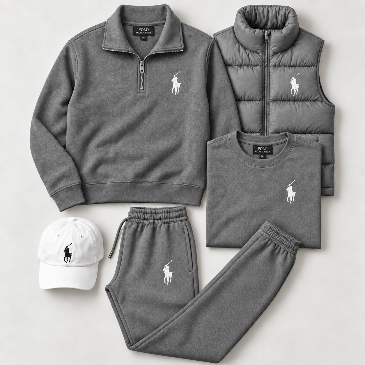 Polo Heritage 5-Piece Tracksuit Set – Charcoal Grey