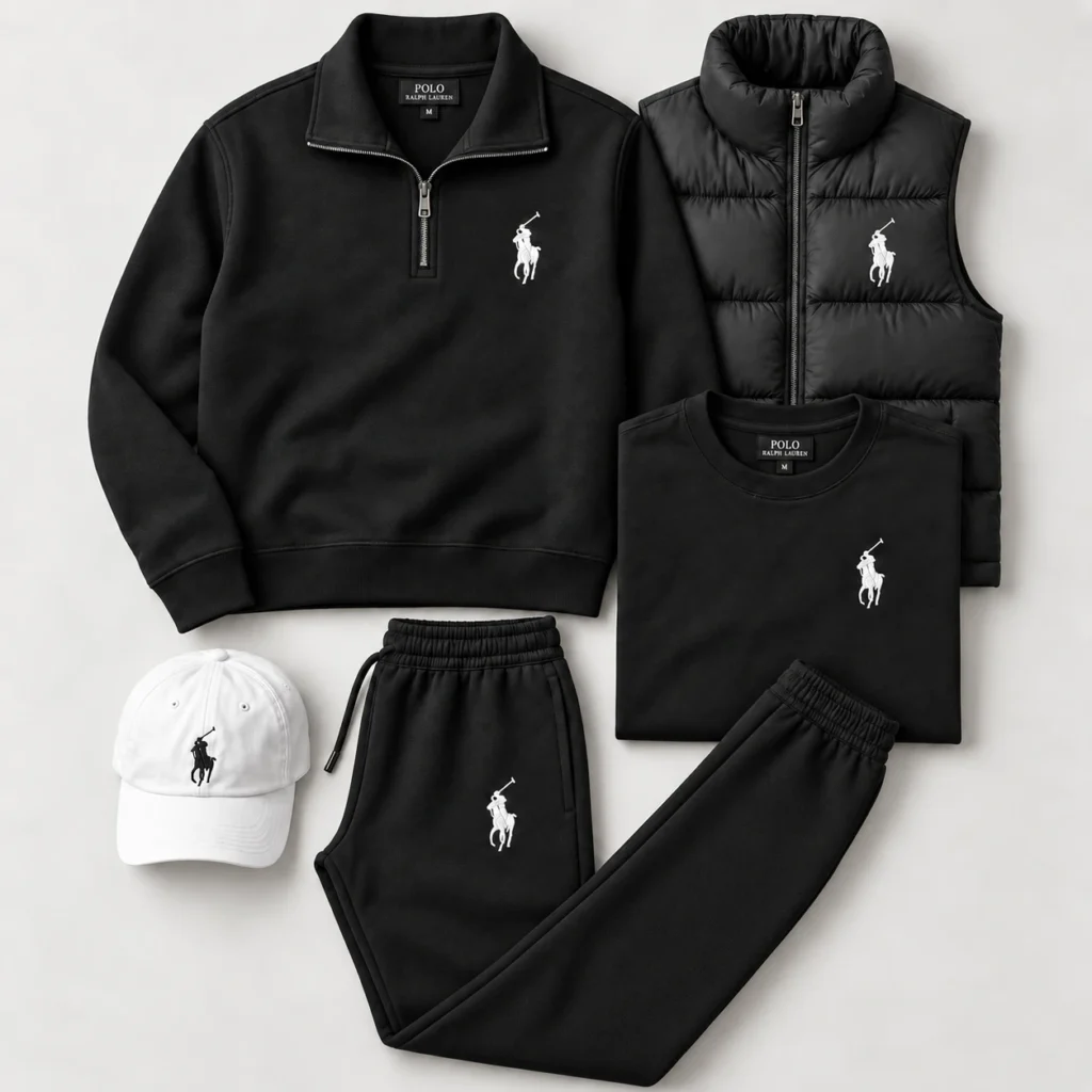 Polo Heritage 5-Piece Tracksuit Set – Black