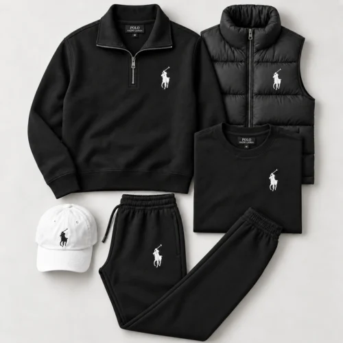 Polo Heritage 5-Piece Tracksuit Set – Black