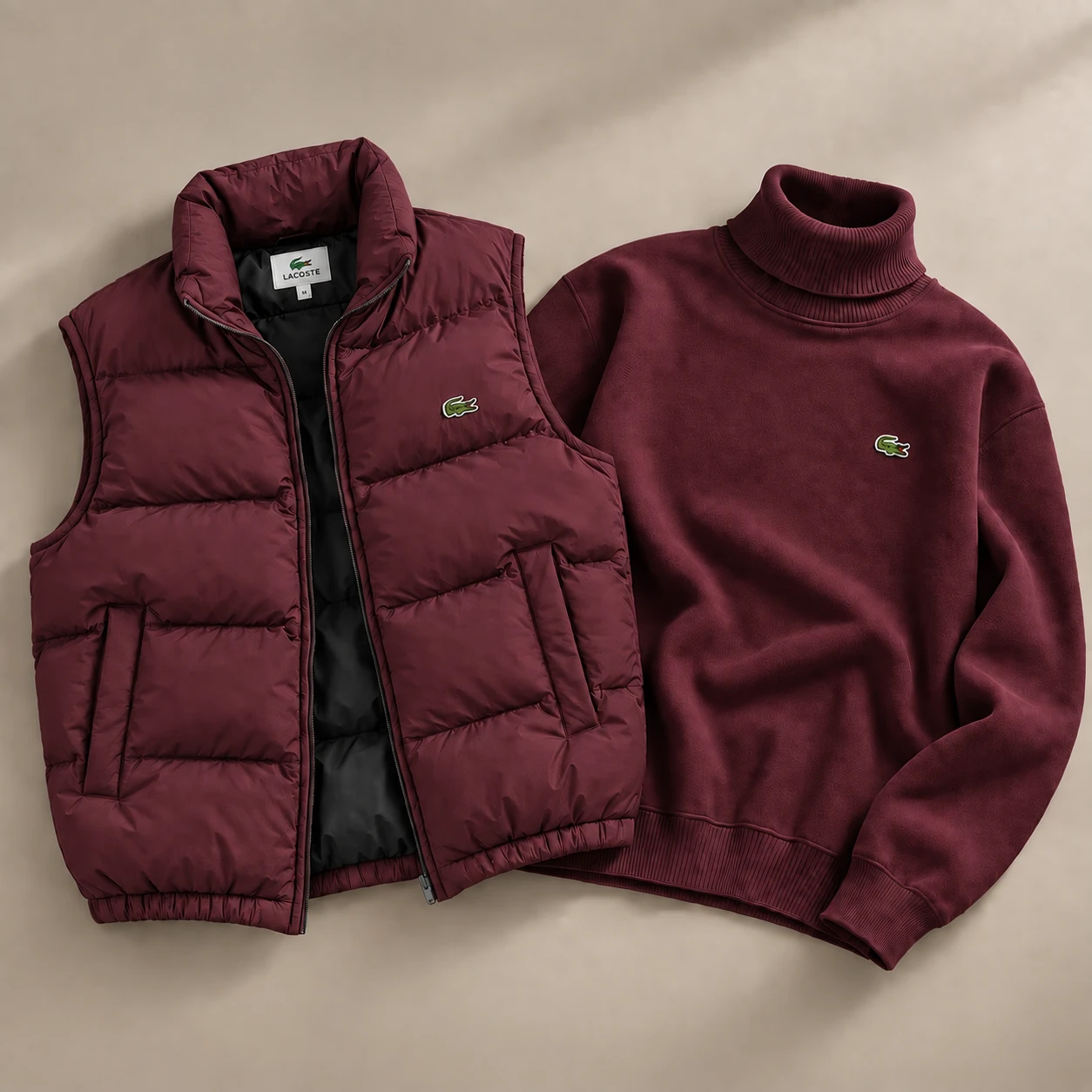 Heritage Winter Duo – Puffer Vest & Turtleneck Set – Burgundy