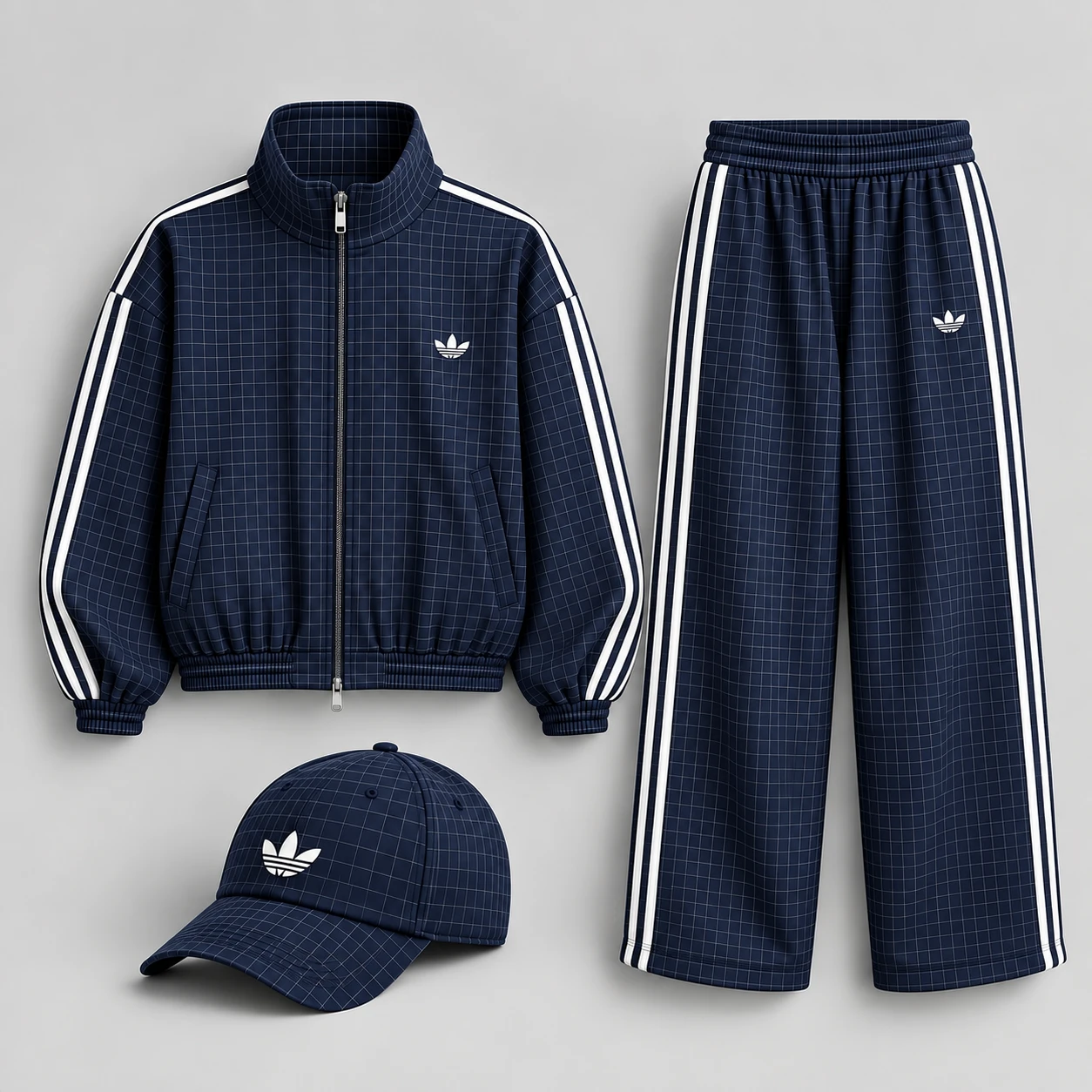 Urban Grid - 3-Piece Tracksuit Set – Navy