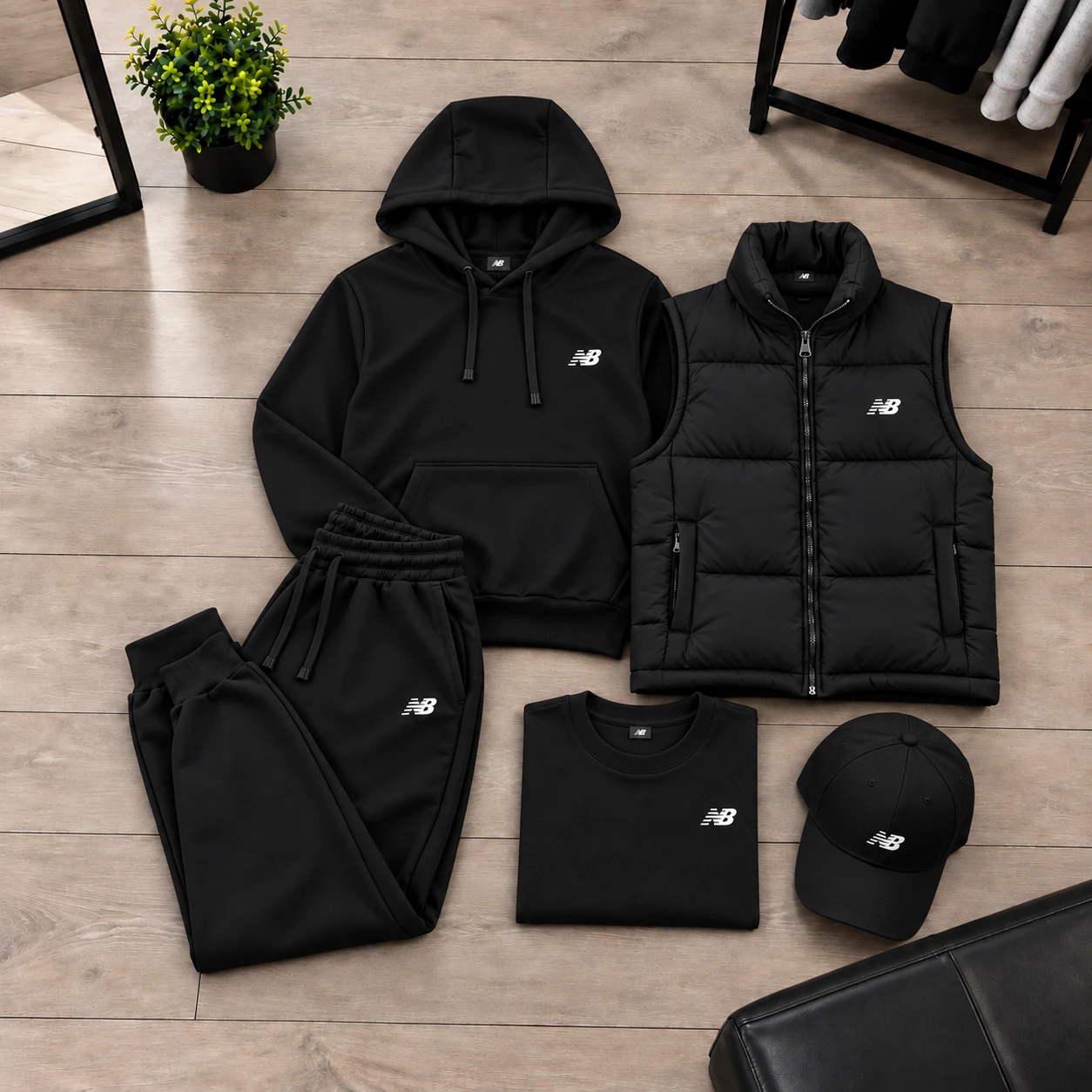 New Balance Essential 3-Piece Streetwear Set – Black