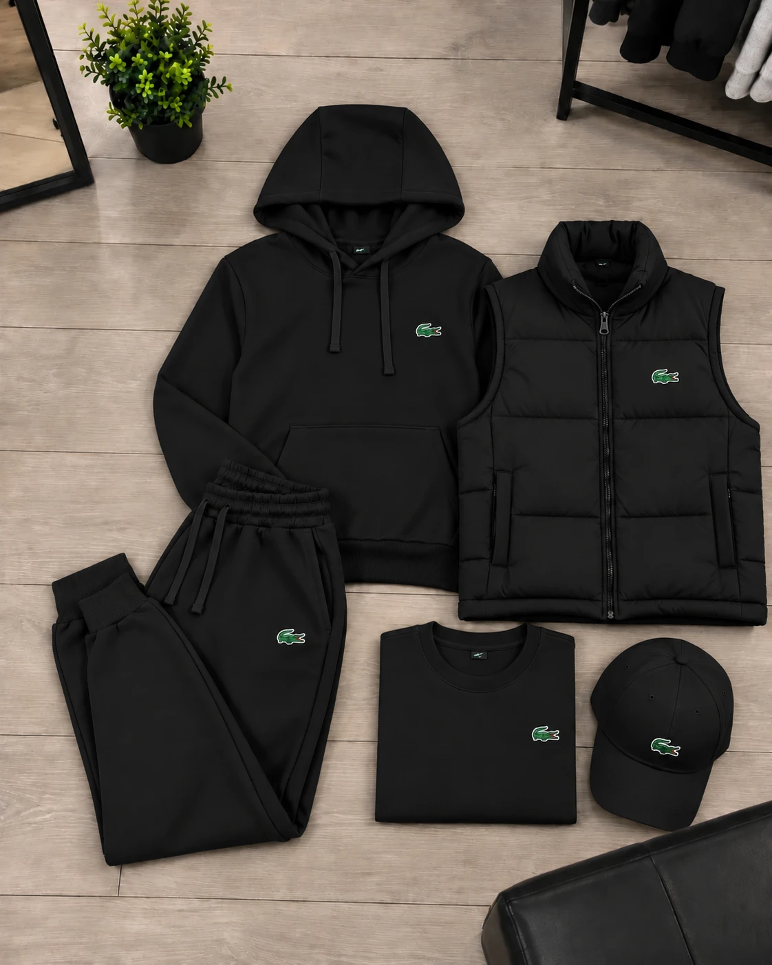 Lacoste Essential 5-Piece Tracksuit Set – Black