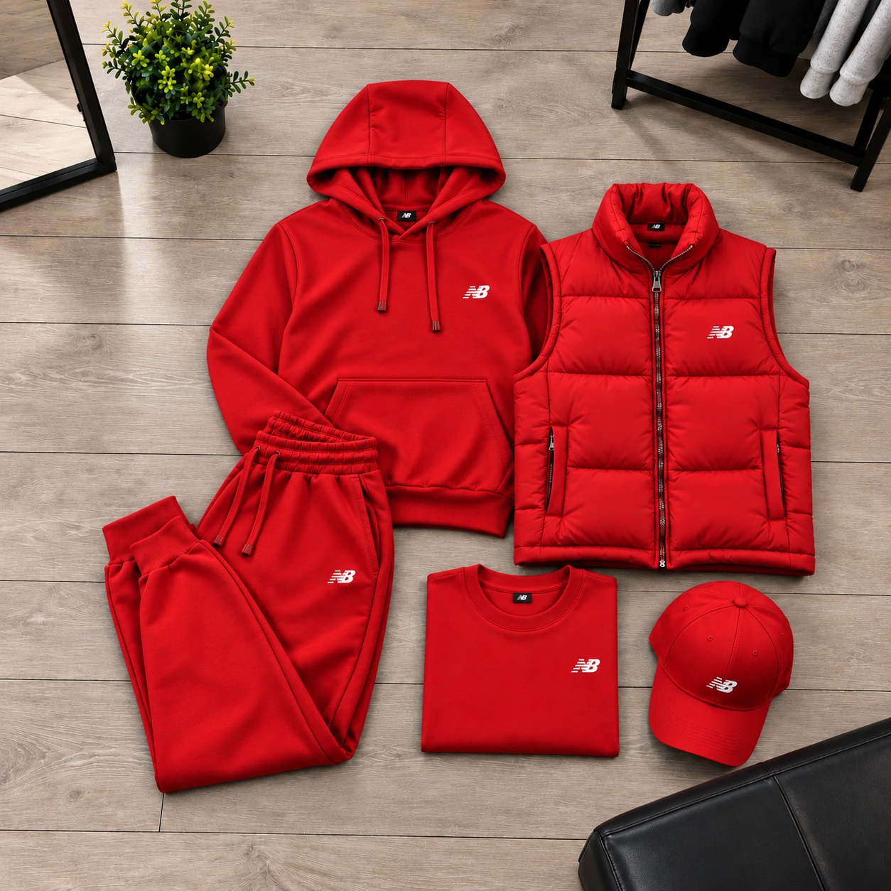 New Balance Essential 3-Piece Streetwear Set – Red