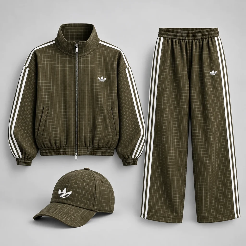 Urban Grid - 3-Piece Tracksuit Set – Olive Green