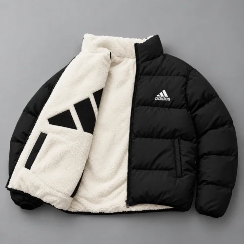 Adidas Reversible Puffer & Sherpa Jacket – 2 in 1 – Black