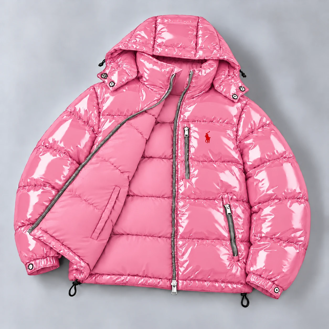 Premium Reversible Gloss Puffer Jacket – Bubblegum Pink