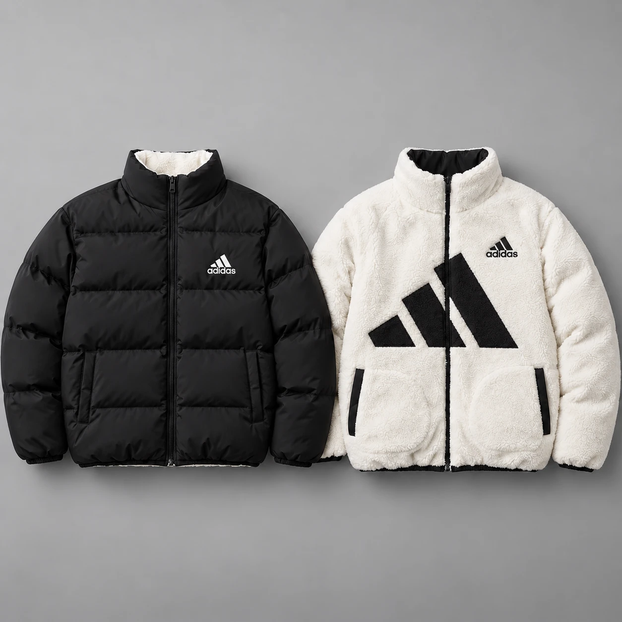 Adidas Reversible Puffer & Sherpa Jacket – 2 in 1