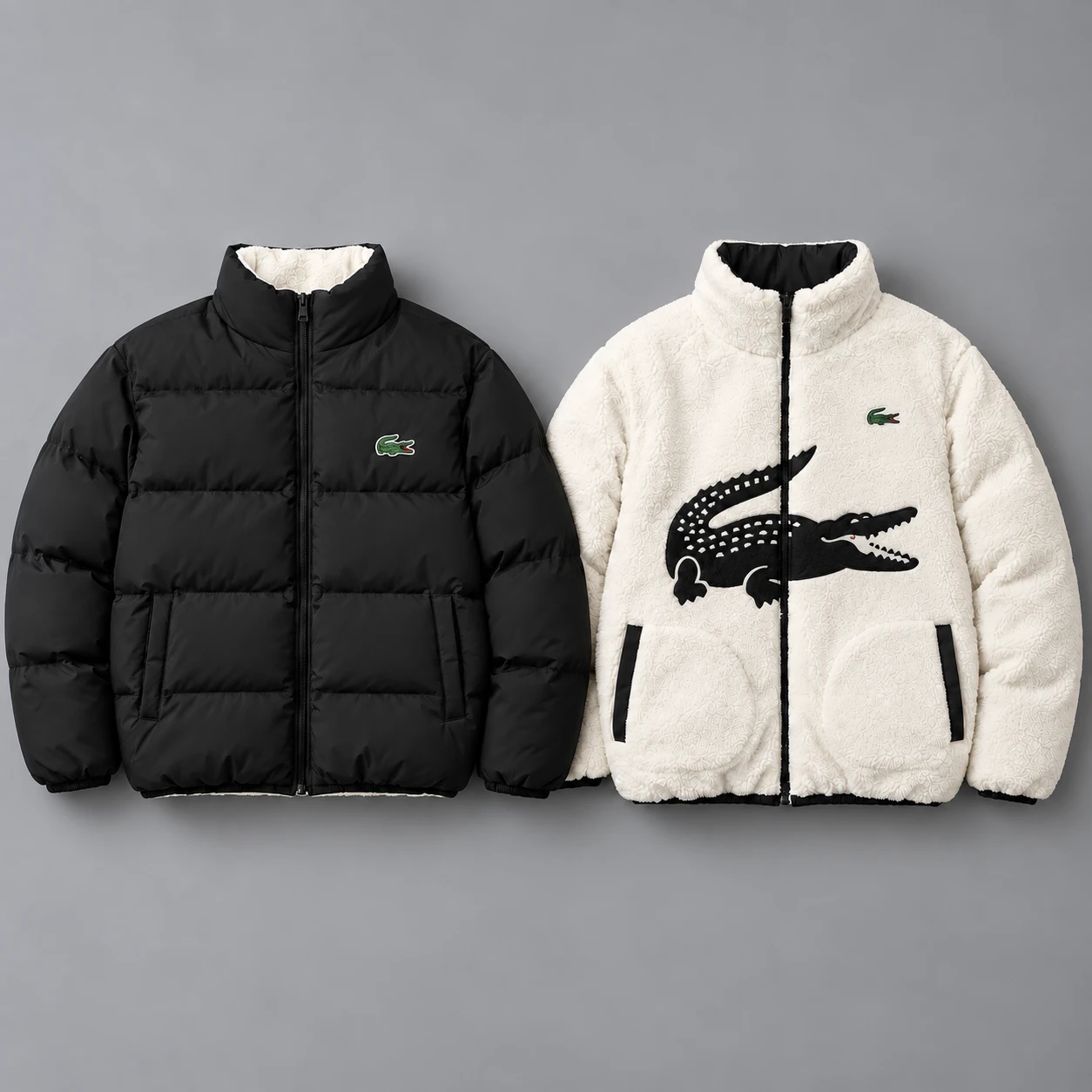 Reversible Crocodile Sherpa Puffer Jacket