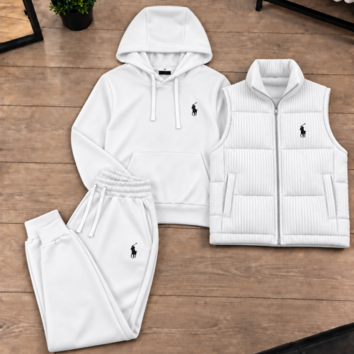 3-Piece Hoodie & Puffer Vest Tracksuit Set