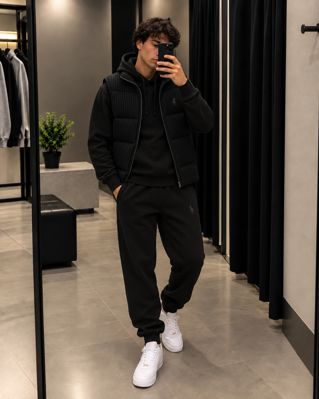 Polo 3-Piece Hoodie & Puffer Vest Tracksuit Set