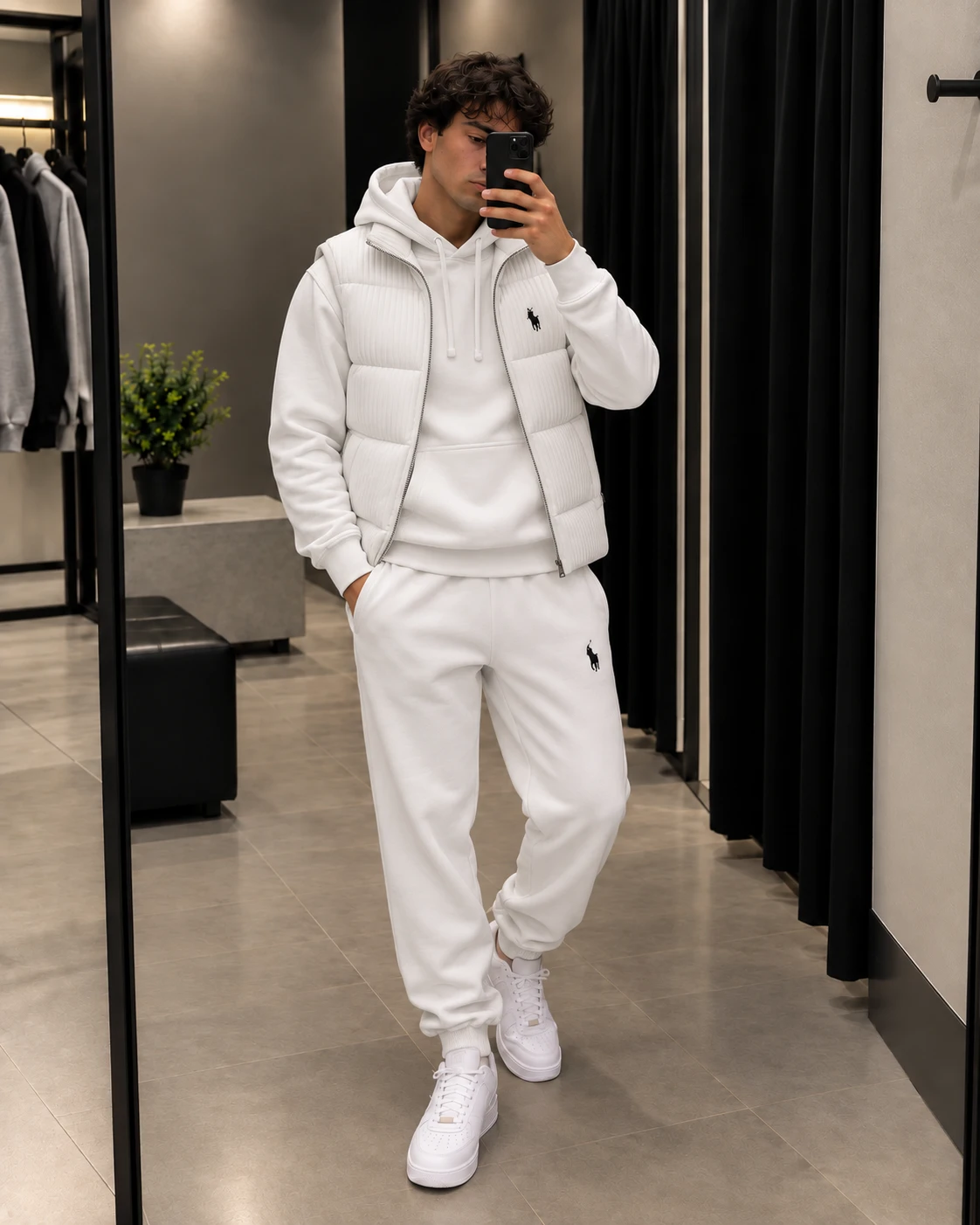 Polo 3-Piece Hoodie & Puffer Vest Tracksuit Set