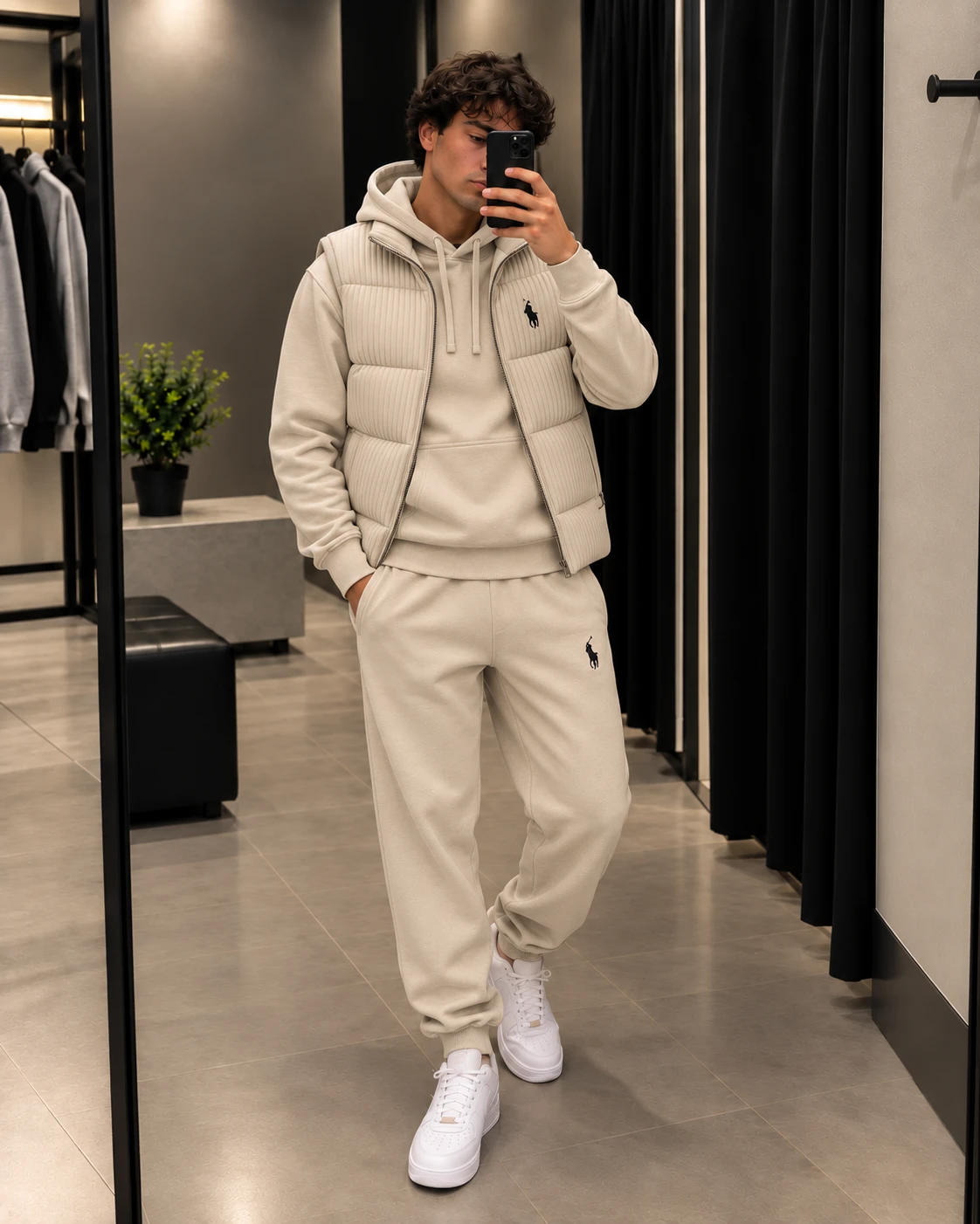 Polo 3-Piece Hoodie & Puffer Vest Tracksuit Set