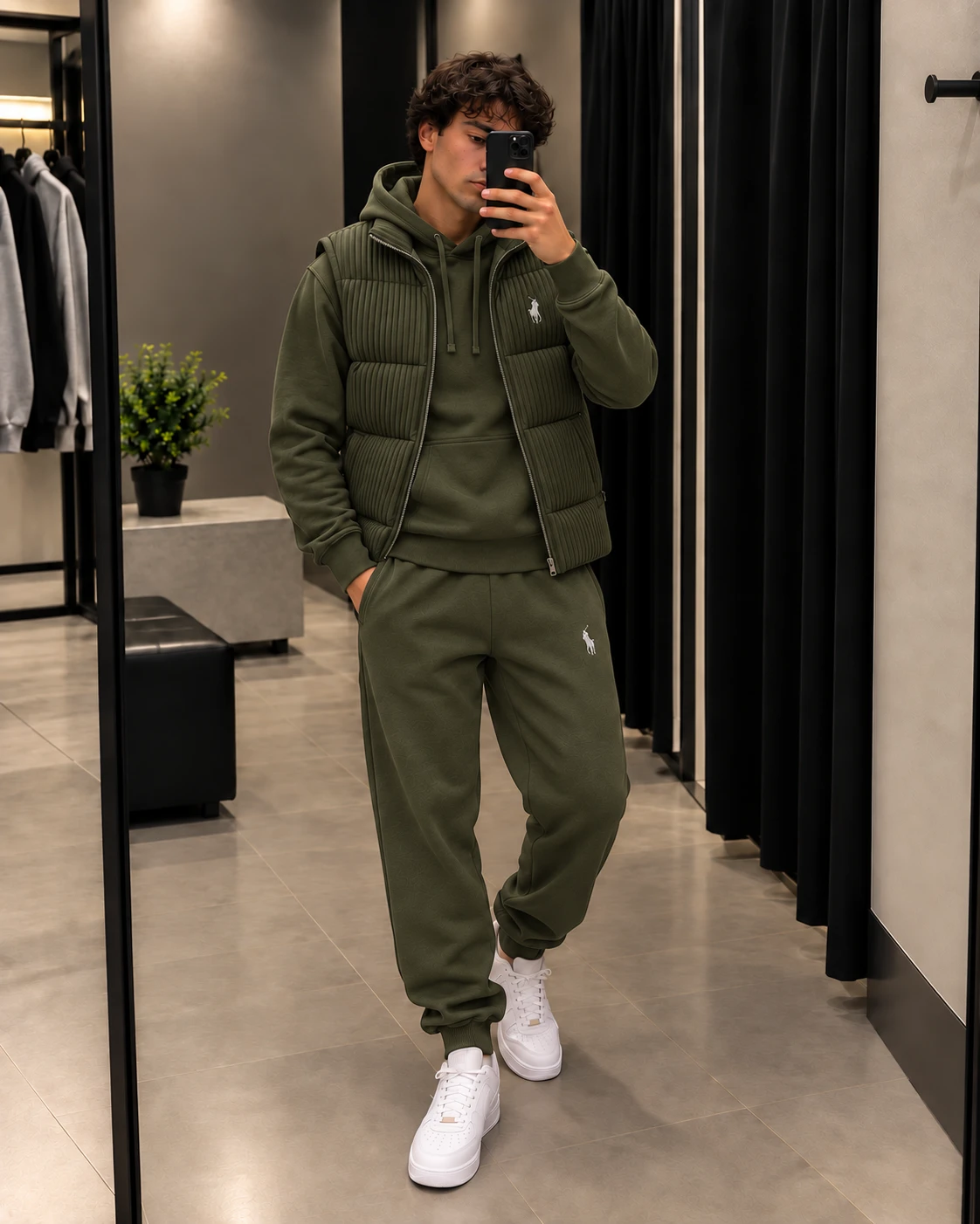 Polo 3-Piece Hoodie & Puffer Vest Tracksuit Set