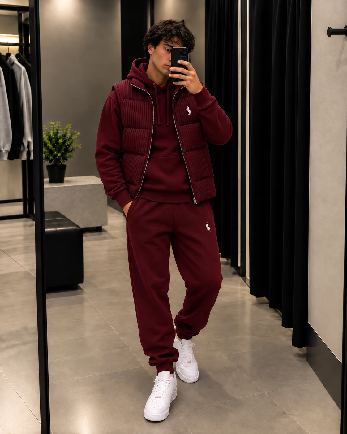 Polo 3-Piece Hoodie & Puffer Vest Tracksuit Set