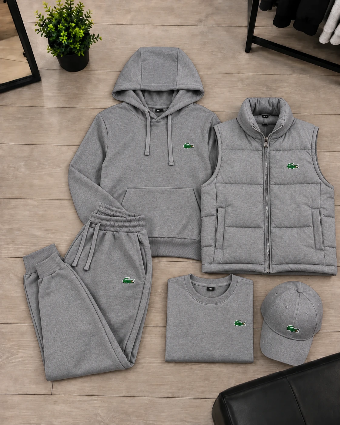 Lacoste Essential 5-Piece Tracksuit Set – Grey Marl
