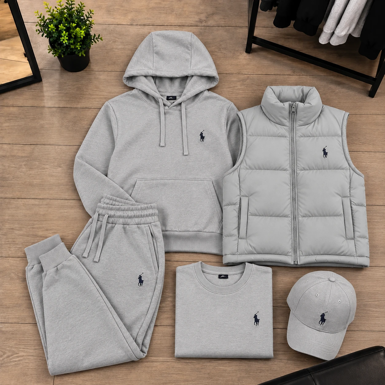 Polo Heritage 5-Piece Premium Tracksuit Set – Grey Marl