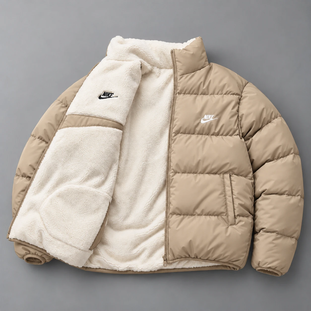 Nike Reversible Sherpa Puffer Jacket – Khaki