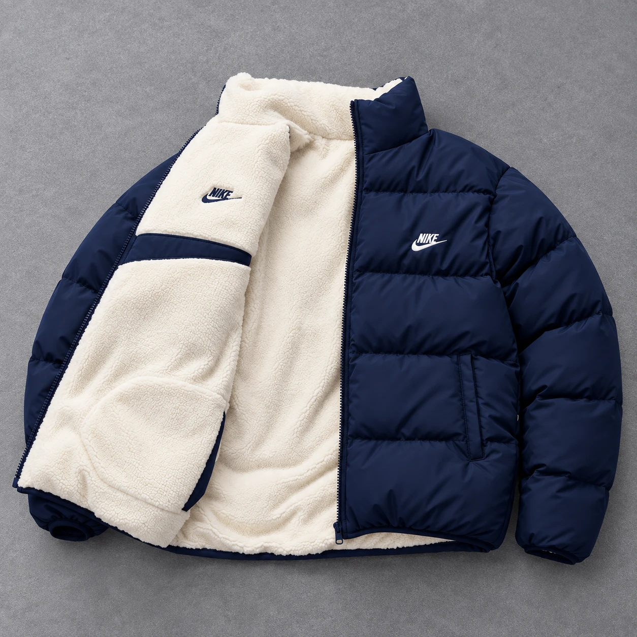 Nike Reversible Sherpa Puffer Jacket – Navy