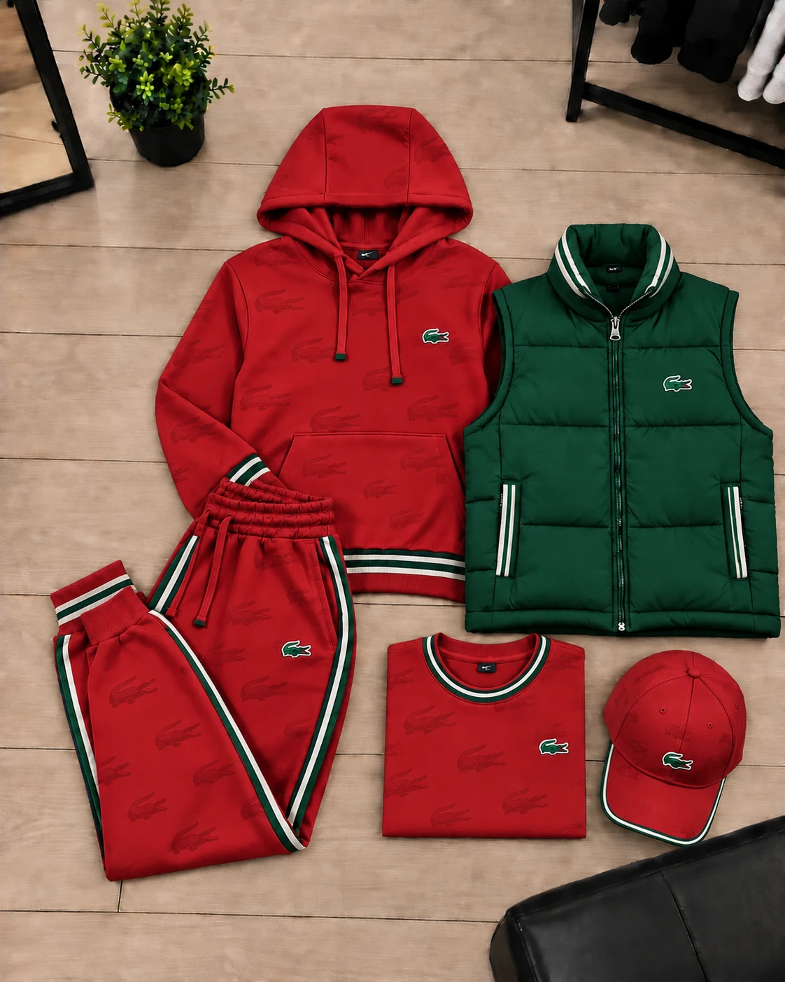 Lacoste Essential 5-Piece Tracksuit Set – Racing Red