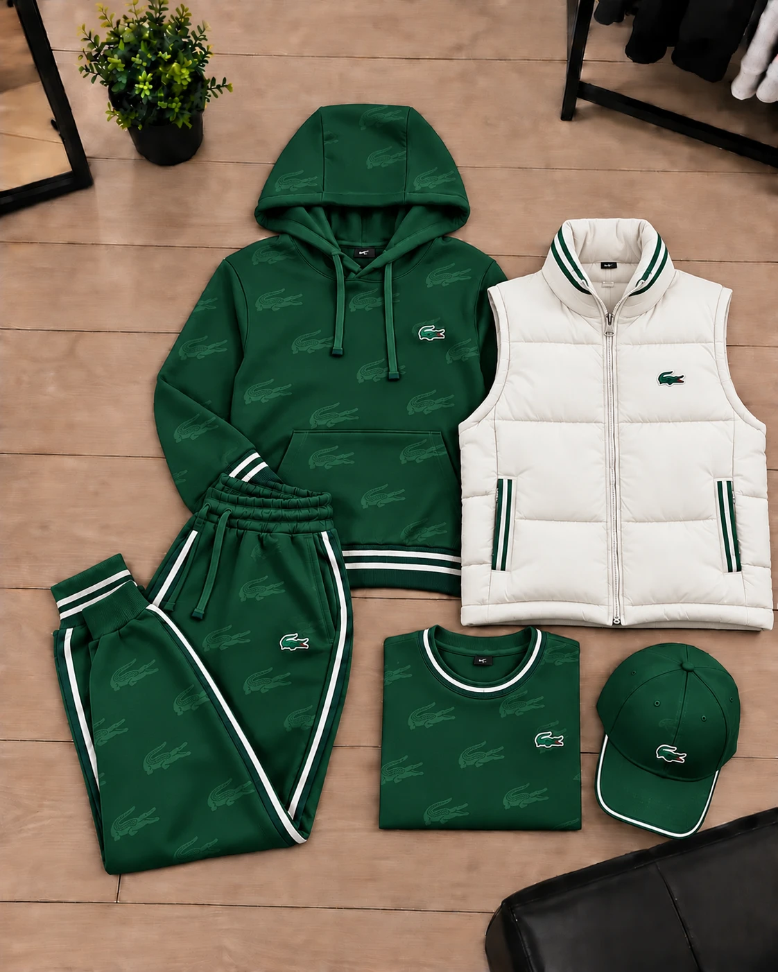Lacoste Essential 5-Piece Tracksuit Set – Forest Green