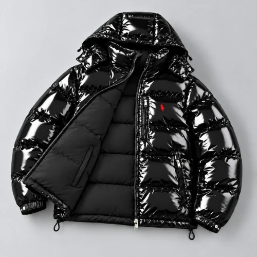 Premium Reversible Gloss Puffer Jacket – Black