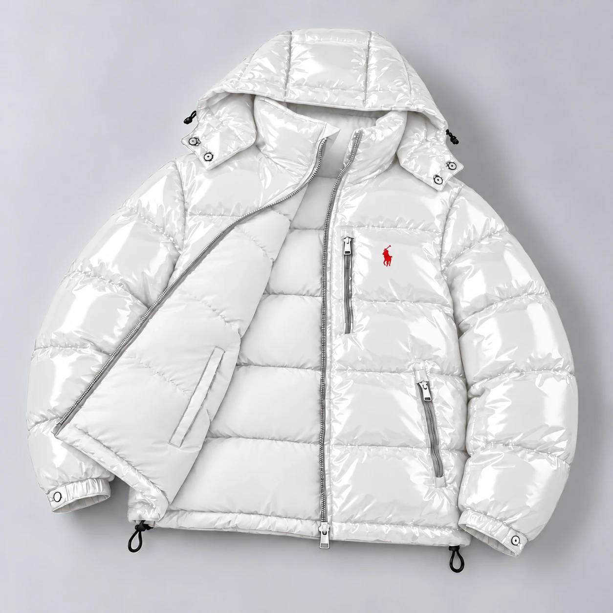 Premium Reversible Gloss Puffer Jacket – White