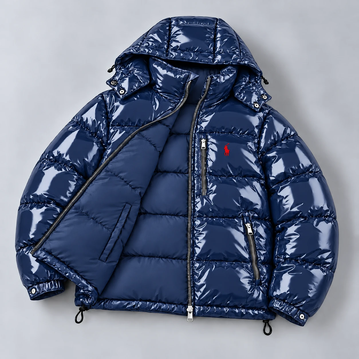 Premium Reversible Gloss Puffer Jacket – Navy