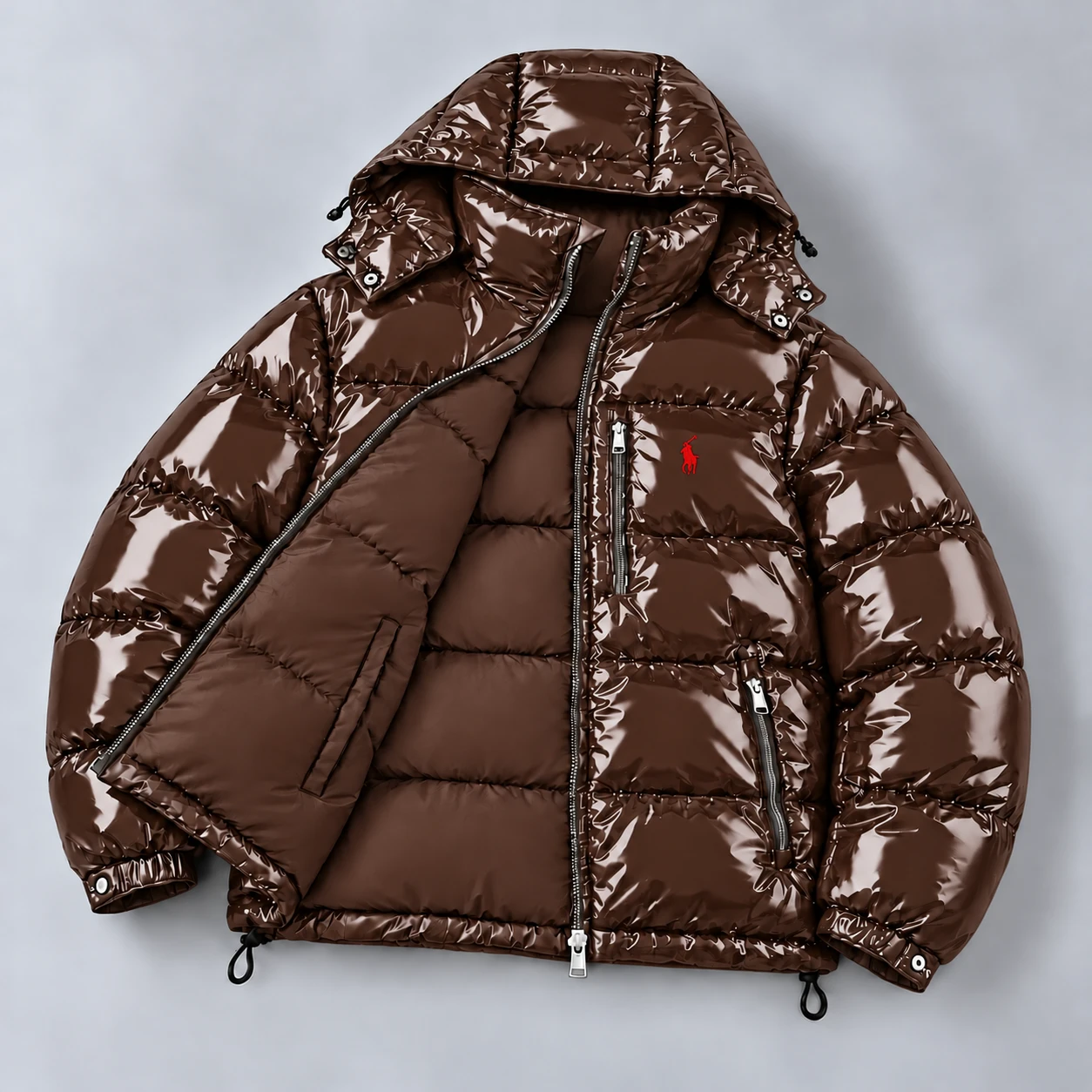 Premium Reversible Gloss Puffer Jacket – Chocolate Brown