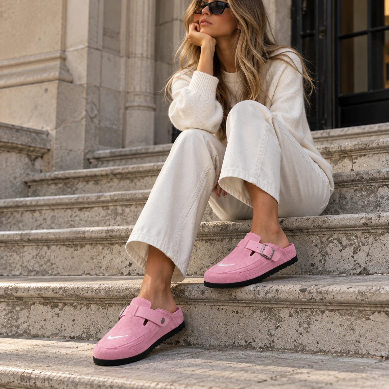Heritage Suede Buckle Mules
