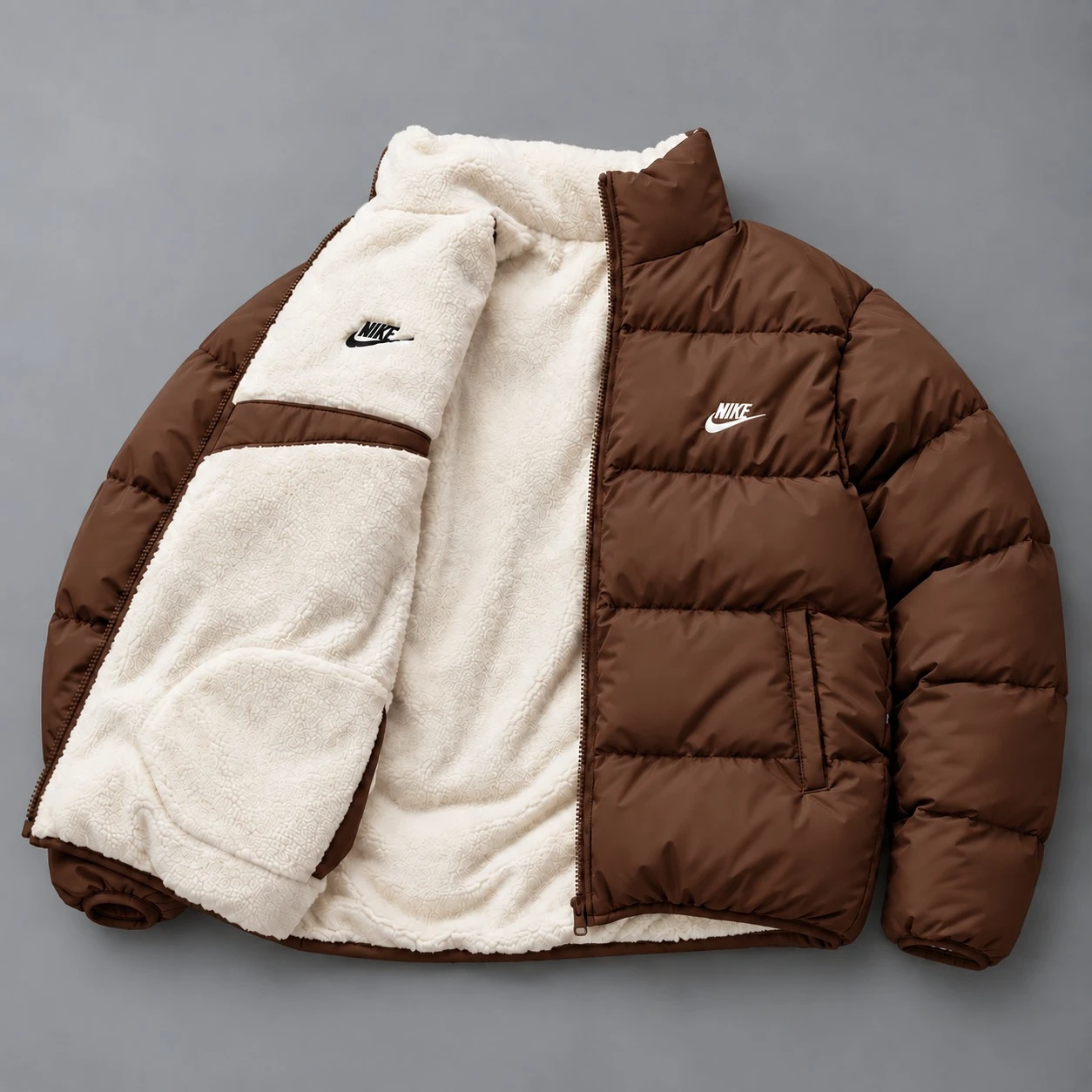 Nike Reversible Sherpa Puffer Jacket – Chocolate Brown