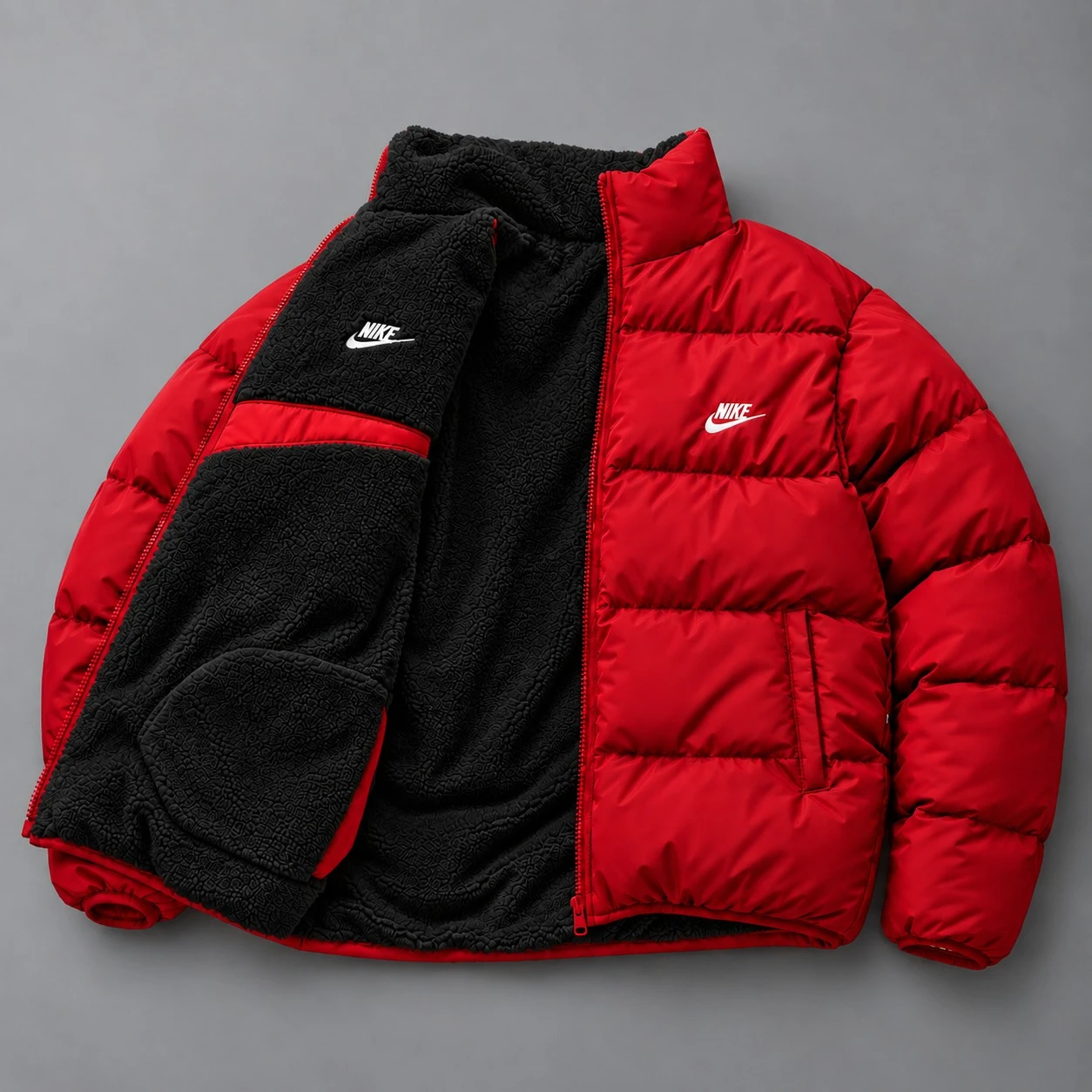 Nike Reversible Sherpa Puffer Jacket – Red Black